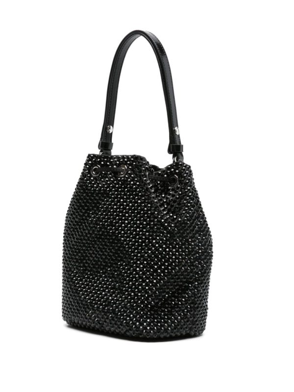 Prada enamel-logo crystal-embellished bucket bag - Image 3