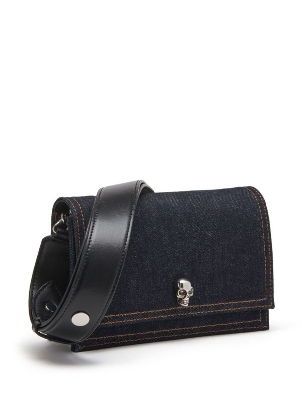 Alexander McQueen small Skull denim satchel bag - Image 3