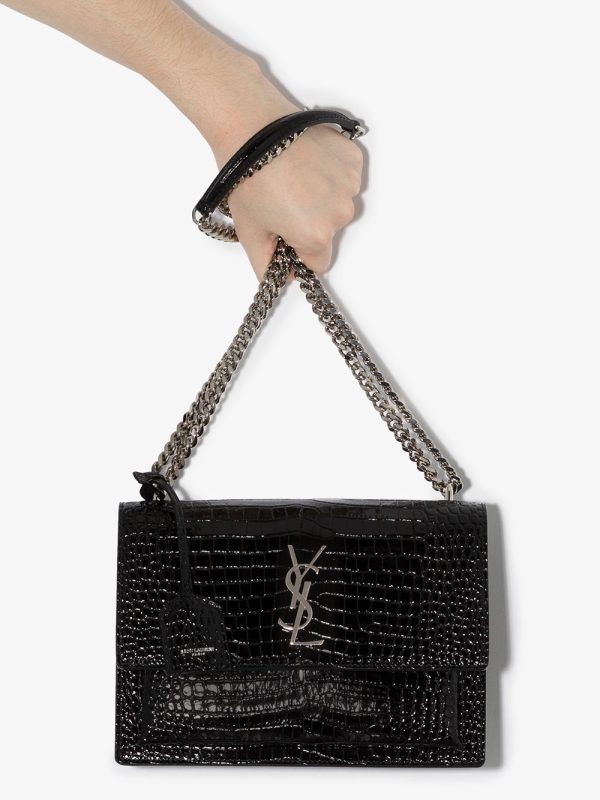Saint Laurent Sunset croc-effect shoulder bag - Image 3