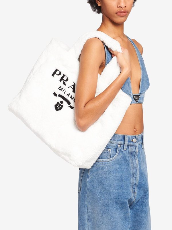 Prada logo-print terry-cloth tote bag - Image 4