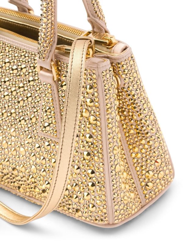 Prada Galleria crystal-embellished satin mini bag - Image 4