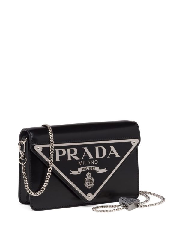 Prada Triangle-plaque brushed leather shoulder bag - Image 4