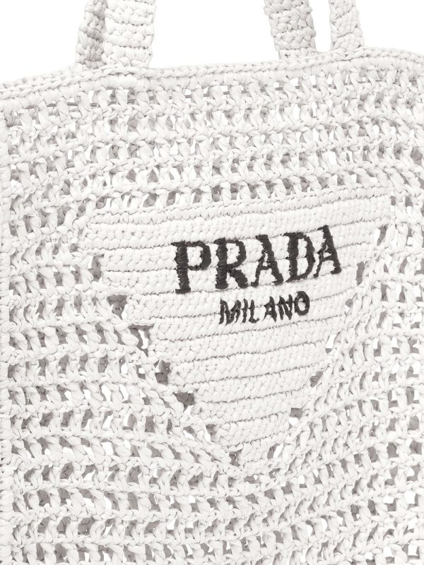 Prada logo-print raffia tote bag - Image 4