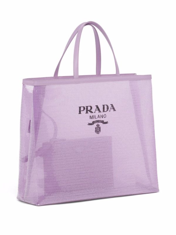Prada sequinned logo-print mesh tote bag - Image 4