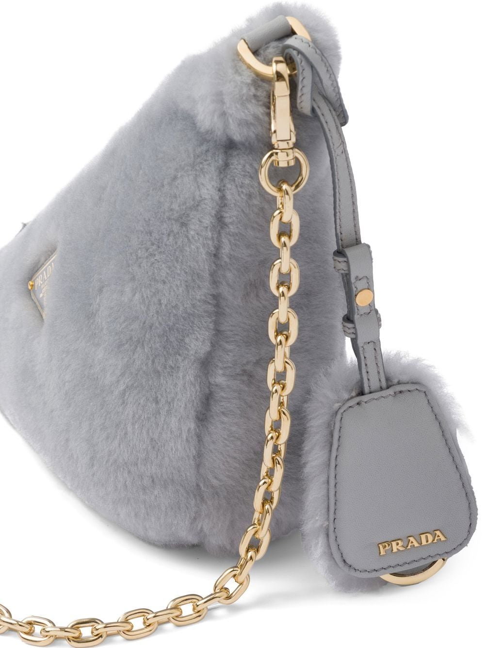 Prada mini triangle logo shearling shoulder bag - Image 4