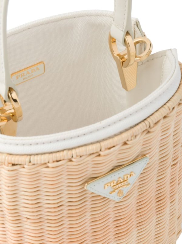 Prada Panier wicker and canvas bag - Image 4