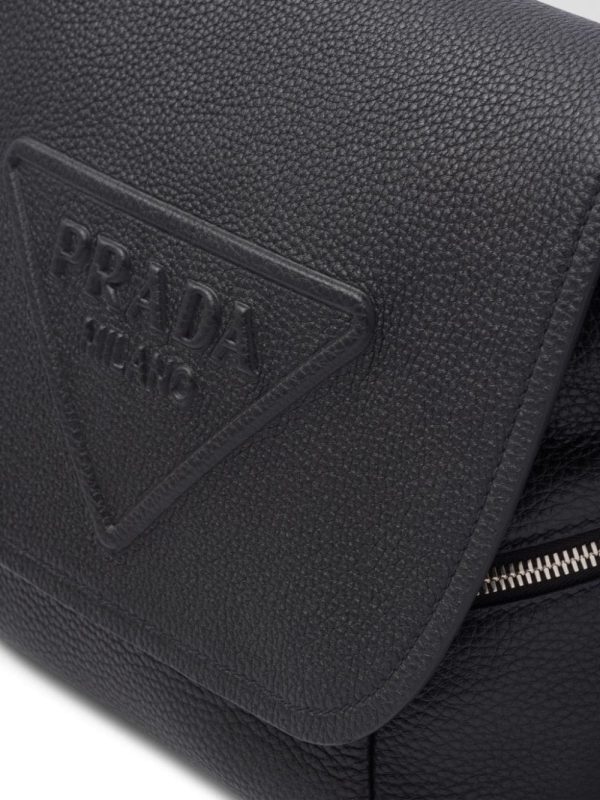 Prada logo-embossed leather messenger bag - Image 4