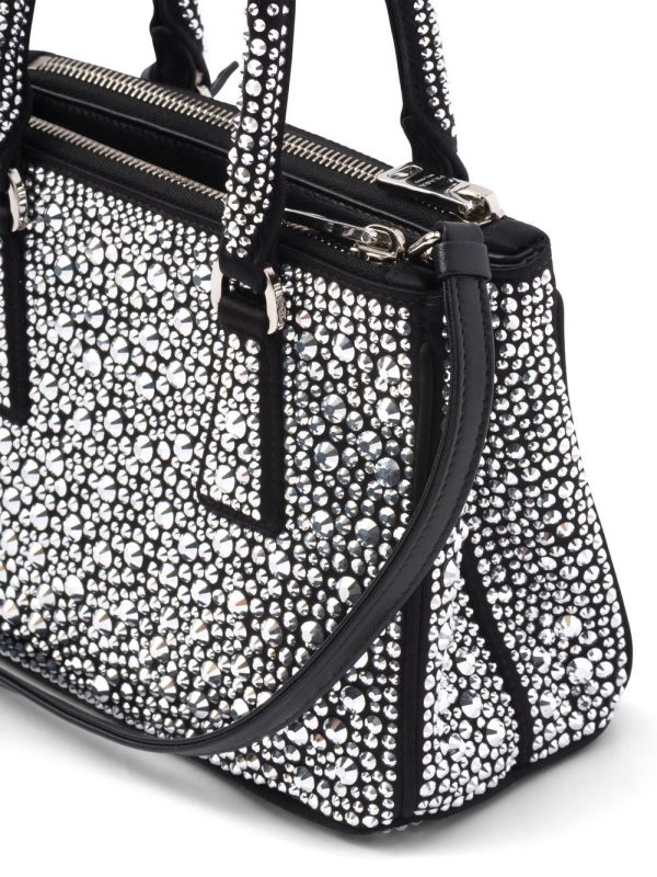 Prada Galleria crystal-embellished satin mini bag - Image 4