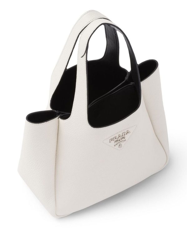 Prada pebbled logo-plaque tote bag - Image 4