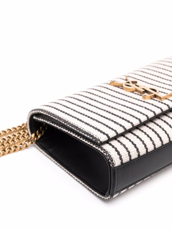 Saint Laurent Kate striped canvas shoulder bag - Image 4
