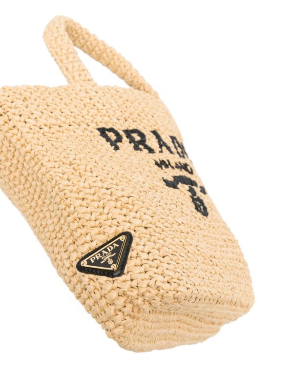 Prada logo-embroidered straw tote bag - Image 4