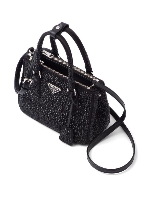 Prada Galleria crystal-embellished satin mini bag - Image 4