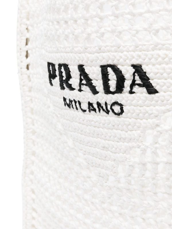 Prada logo-embroidered crochet tote bag - Image 4