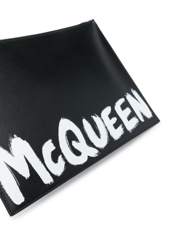 Alexander McQueen logo-print leather clutch bag - Image 4