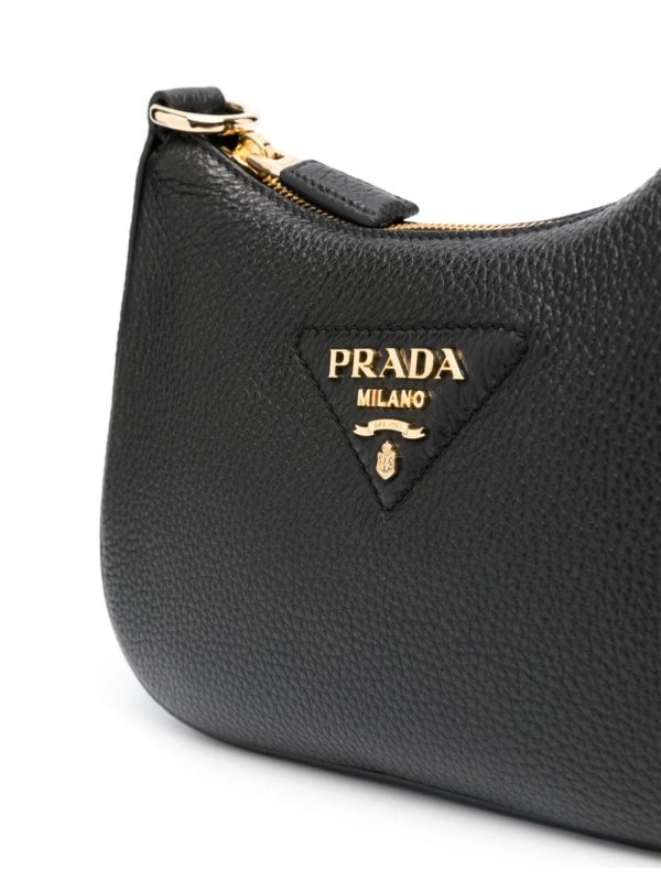 Prada enamel-triangle logo leather shoulder bag - Image 4