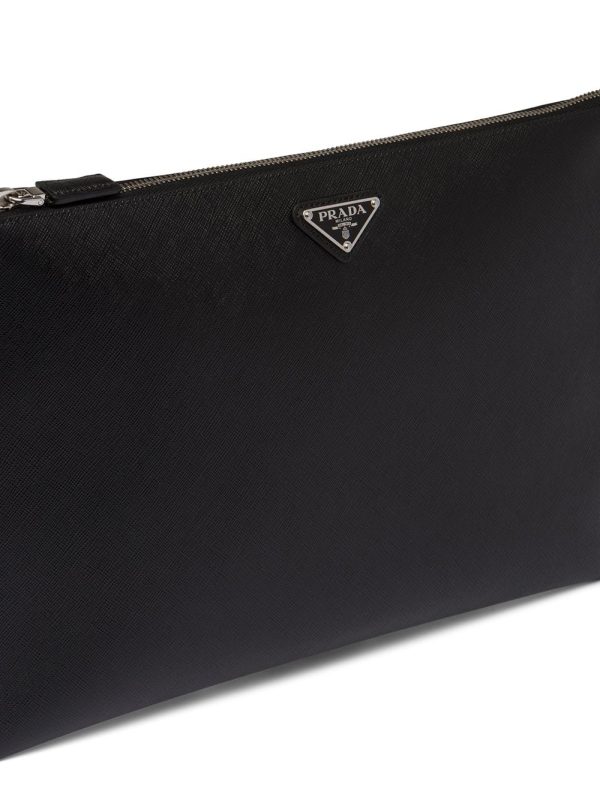 Prada logo plaque saffiano pouch - Image 4