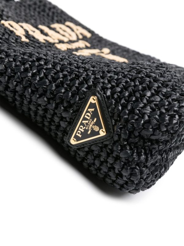 Prada logo-embroidered straw tote bag - Image 4