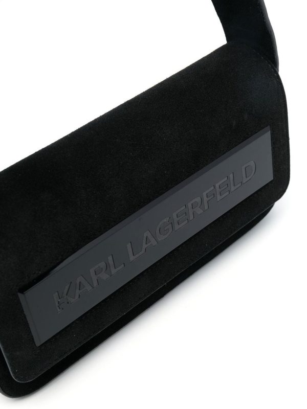 Karl Lagerfeld IKON K medium Flap suede shoulder bag - Image 4