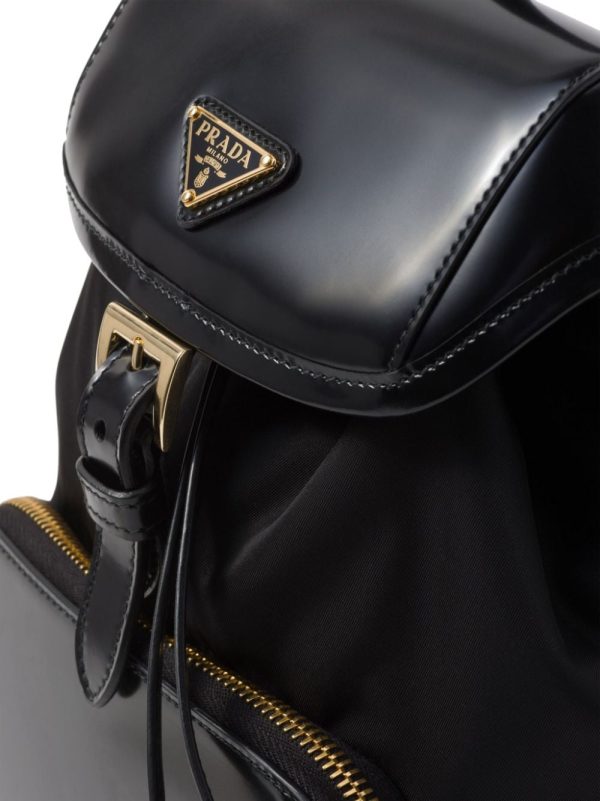 Prada logo-plaque panelled backpack - Image 4