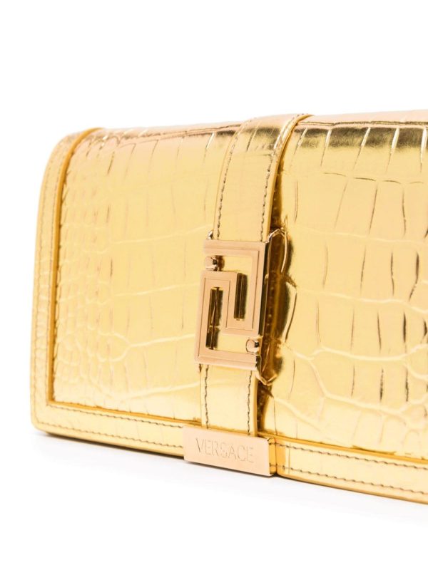 Versace crocodile-embossed metallic-leather crossbody bag - Image 3