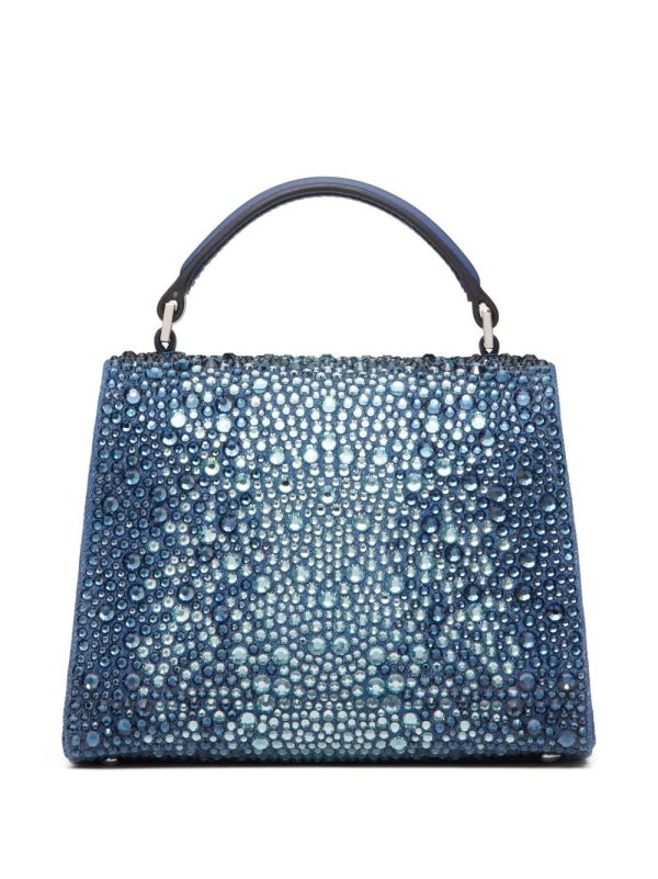 Valentino Garavani mini VSling rhinestone-embellished denim handbag - Image 5