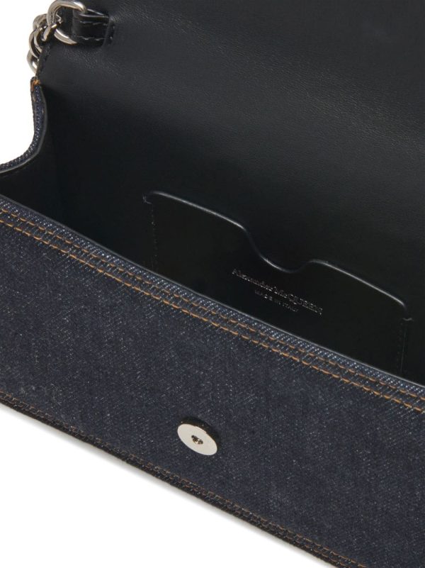 Alexander McQueen small Skull denim satchel bag - Image 4