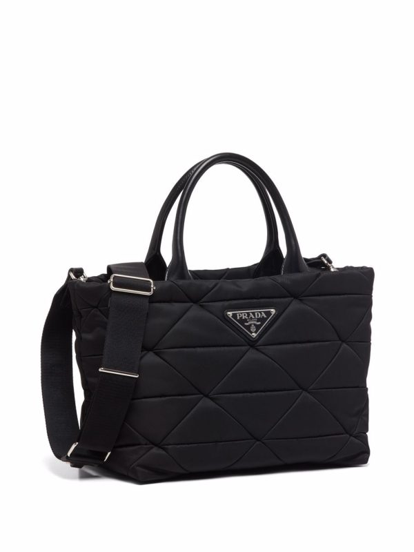 Prada Re-Nylon triangle-logo plaque padded tote bag - Image 4