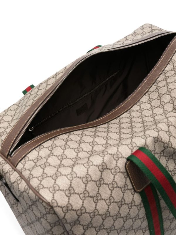 Gucci large Web-detail leather holdall - Image 4