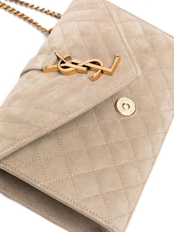 Saint Laurent small Envelope suede quilted shoulder bag - Image 4