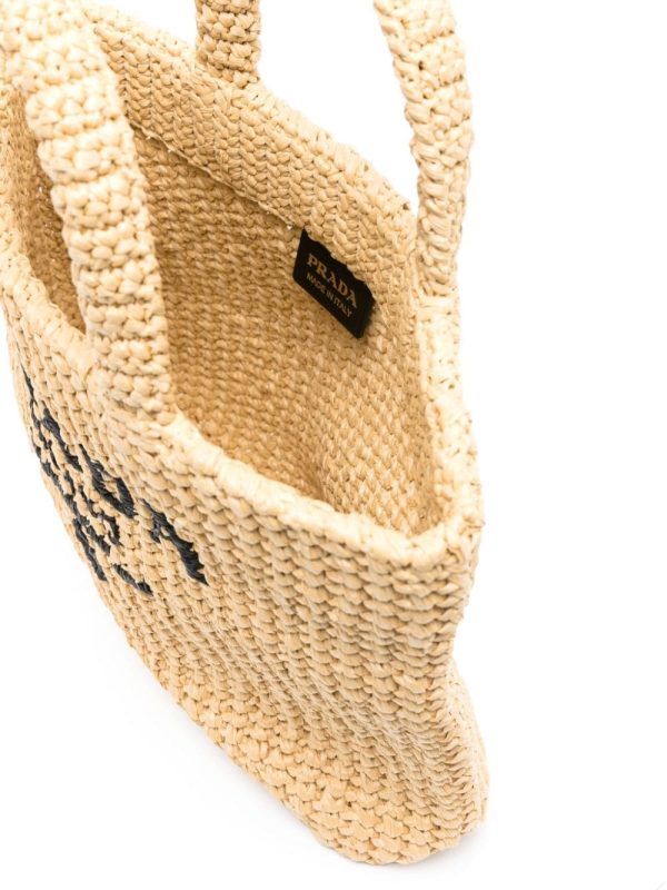 Prada logo-embroidered straw tote bag - Image 5