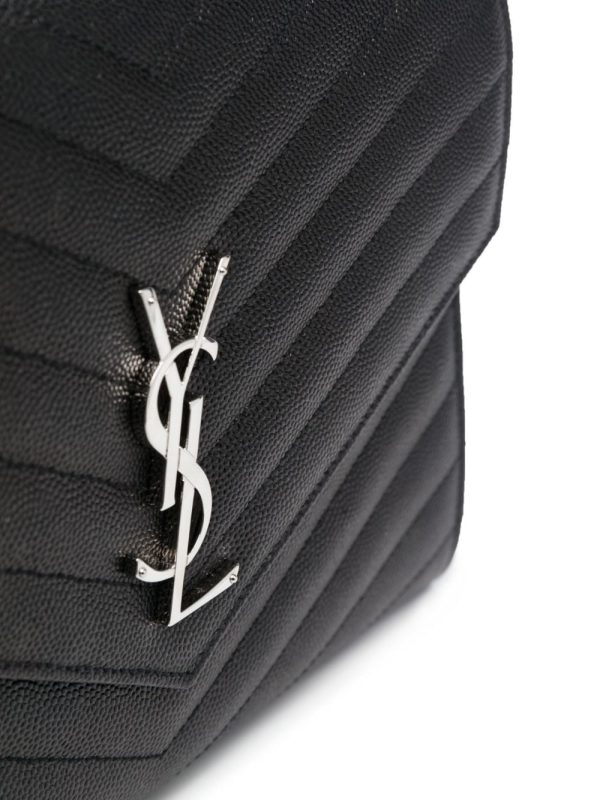 Saint Laurent logo-plaque chevron-quilt clutch bag - Image 5