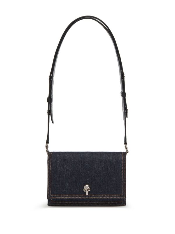 Alexander McQueen small Skull denim satchel bag - Image 5