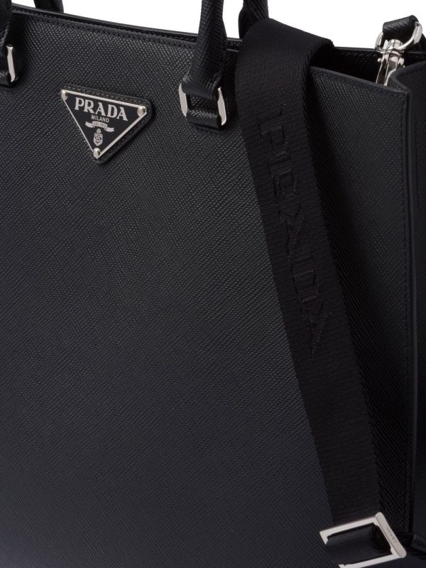 Prada leather logo-patch tote bag - Image 5