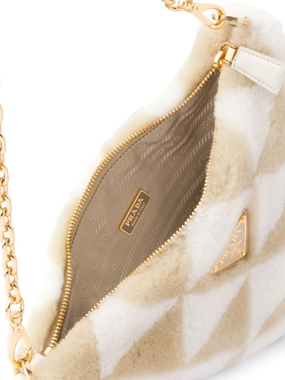 Prada mini triangle logo shearling shoulder bag - Image 5