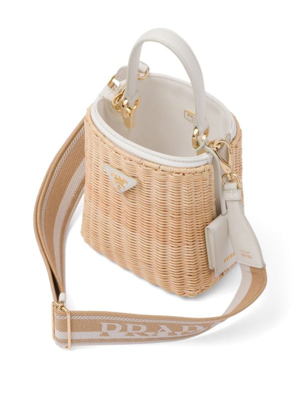 Prada Panier wicker and canvas bag - Image 5