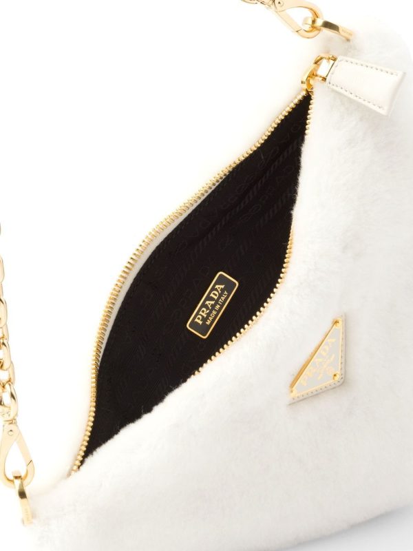 Prada mini triangle logo shearling shoulder bag - Image 5