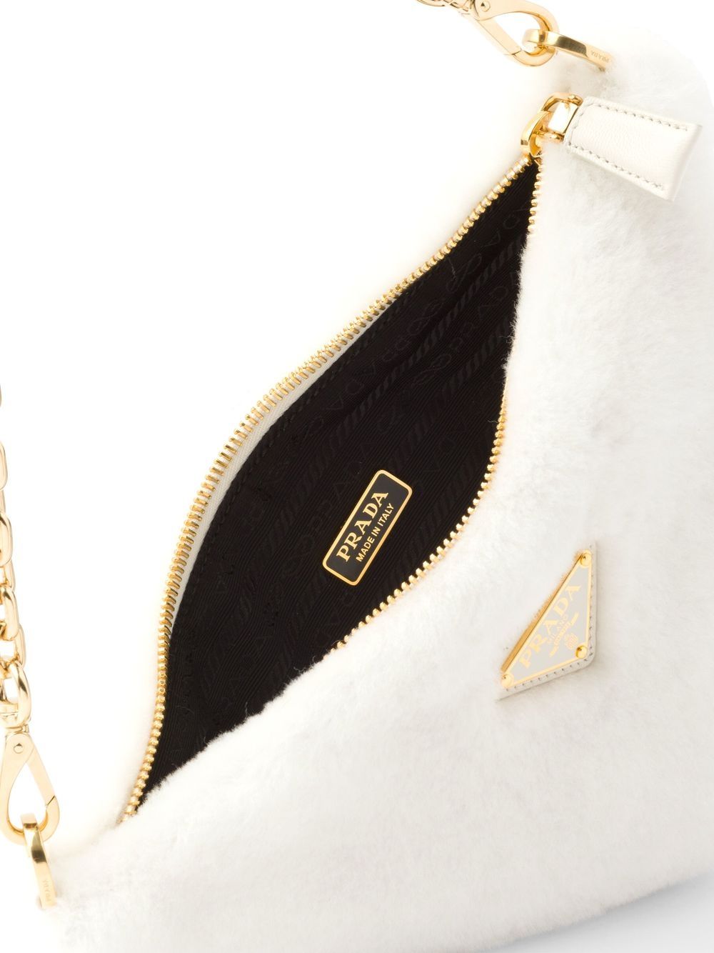 Prada mini triangle logo shearling shoulder bag - Image 5