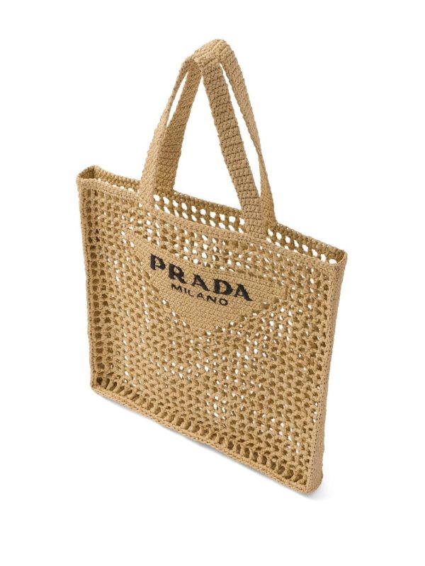 Prada woven-logo raffia tote bag - Image 5