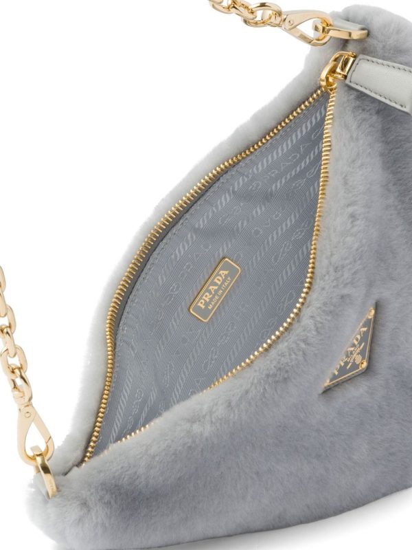 Prada mini triangle logo shearling shoulder bag - Image 5