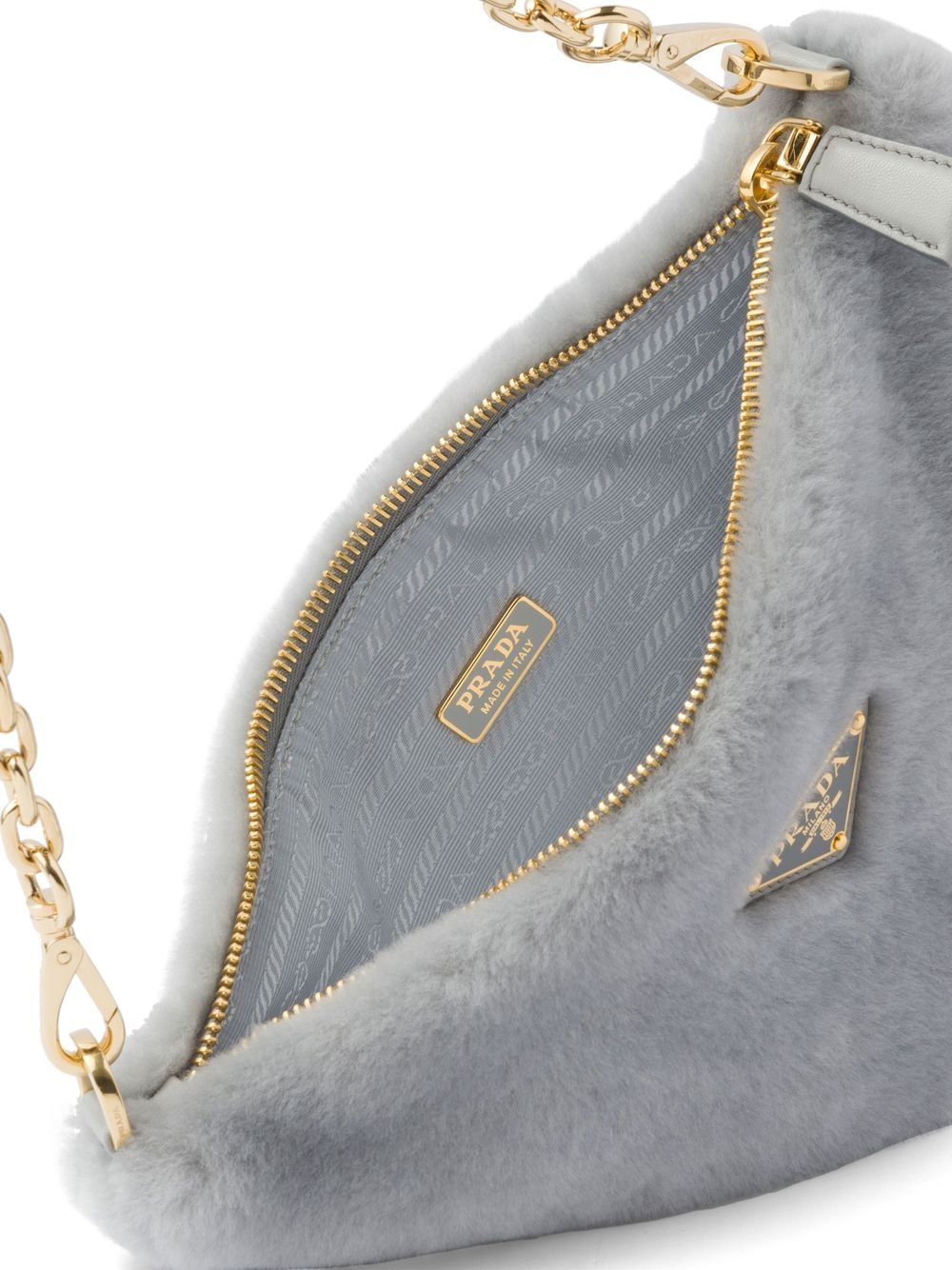 Prada mini triangle logo shearling shoulder bag - Image 5