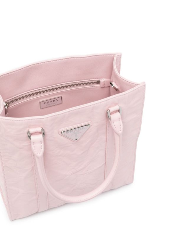 Prada logo-plaque crinkle-effect tote bag - Image 5