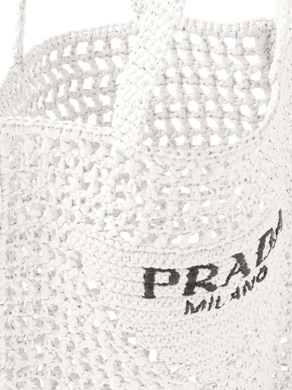 Prada logo-print raffia tote bag - Image 5