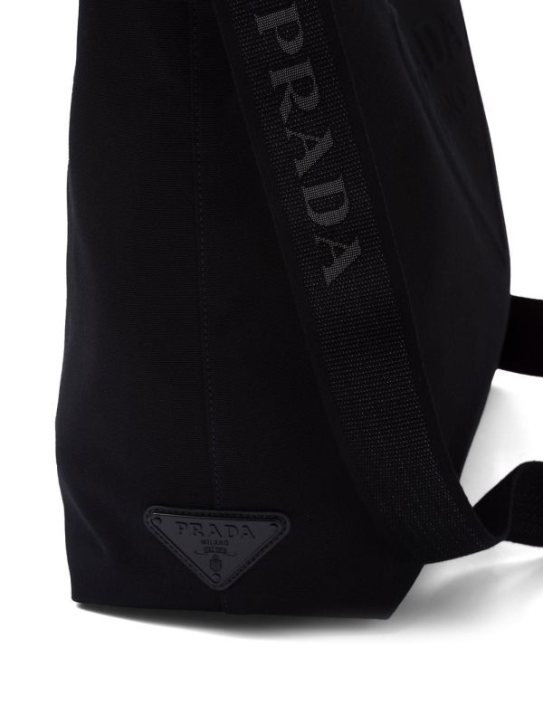 Prada embossed triangle-logo canvas tote bag