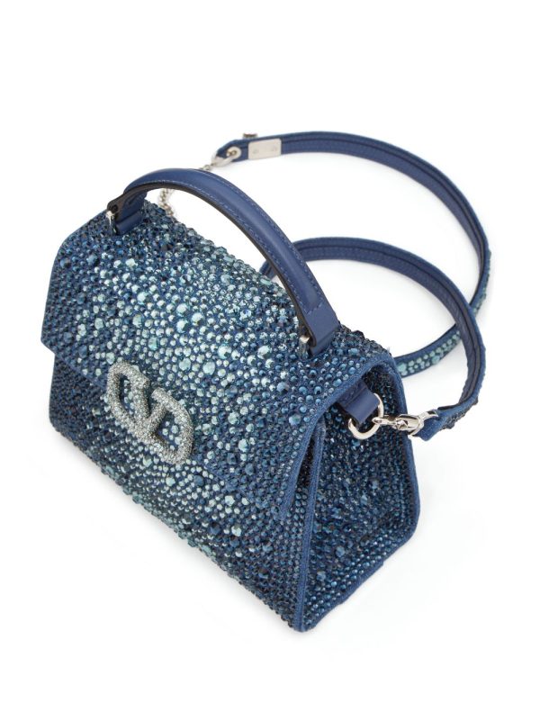 Valentino Garavani mini VSling rhinestone-embellished denim handbag - Image 4