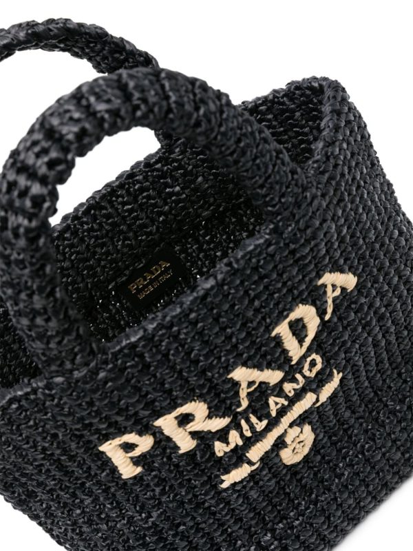Prada logo-embroidered straw tote bag - Image 5