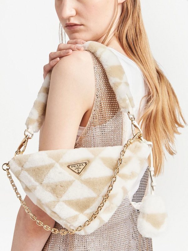 Prada mini triangle logo shearling shoulder bag - Image 6