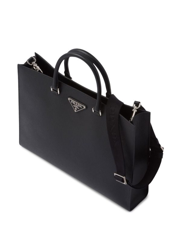 Prada leather logo-patch tote bag - Image 6