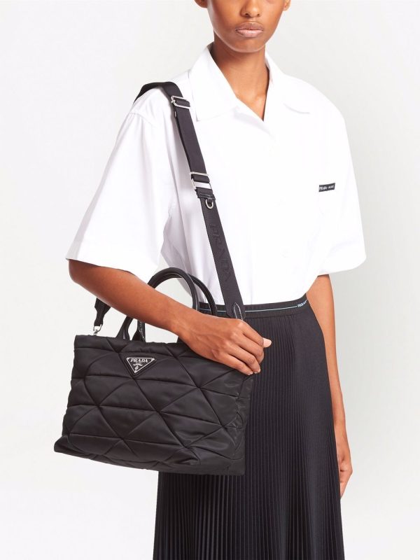 Prada Re-Nylon triangle-logo plaque padded tote bag - Image 6