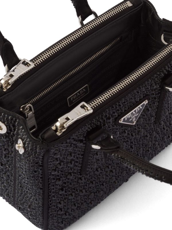 Prada Galleria crystal-embellished satin mini bag - Image 6