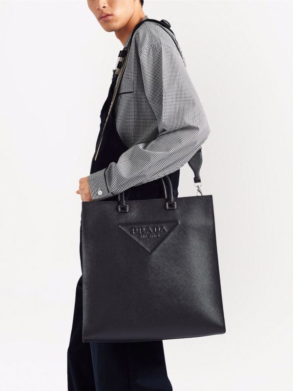 Prada logo-embossed Saffiano leather tote - Image 6